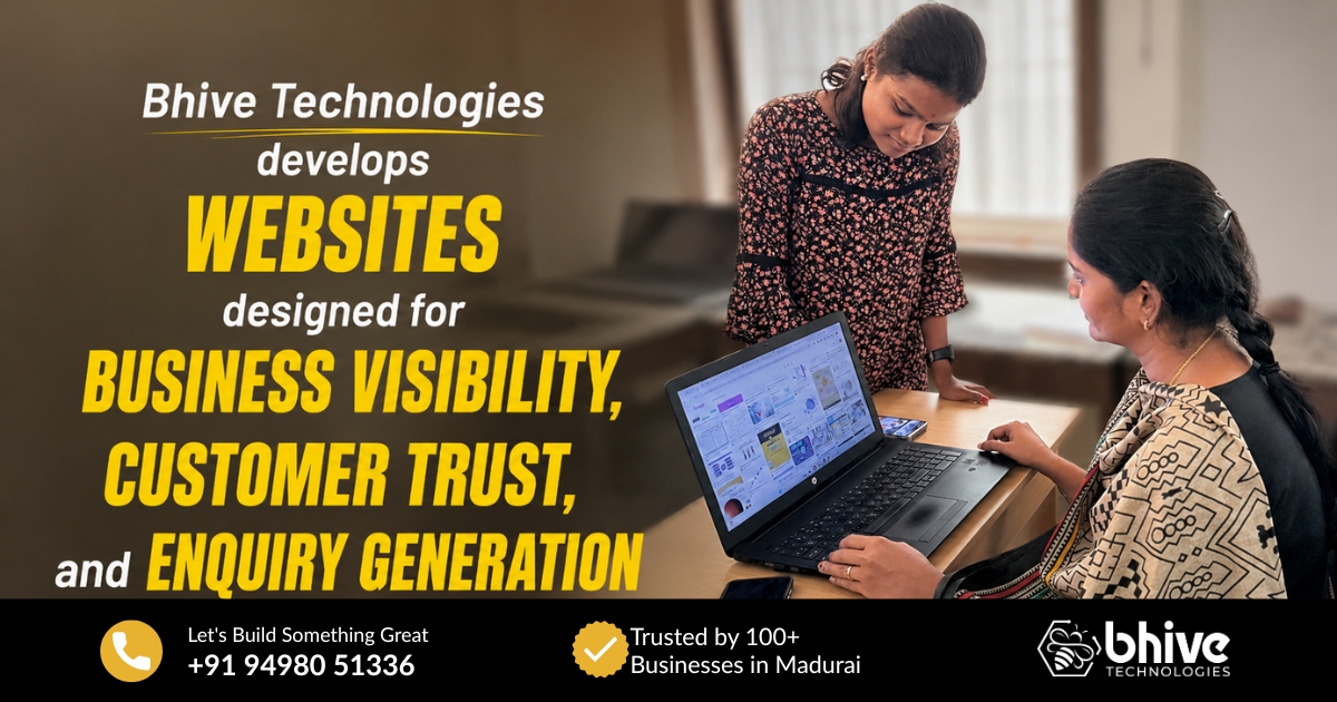 Business Website Development in Madurai with responsive and SEO-friendly website solutions by Bhive Technologies